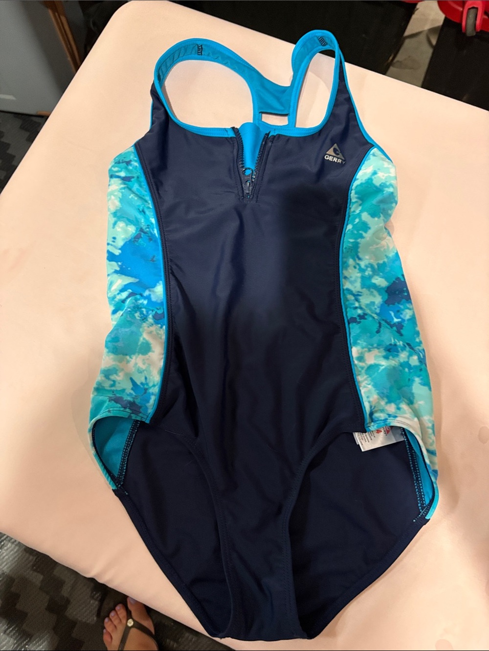 Gerry Weber Navy One-Piece Swim with Aqua Side Panels